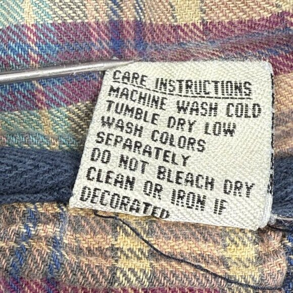 Vintage 90s Habitat Wilderness Hoodie M Embroidered Wolf Plaid Lined Hood Navy - Picture 4 of 16